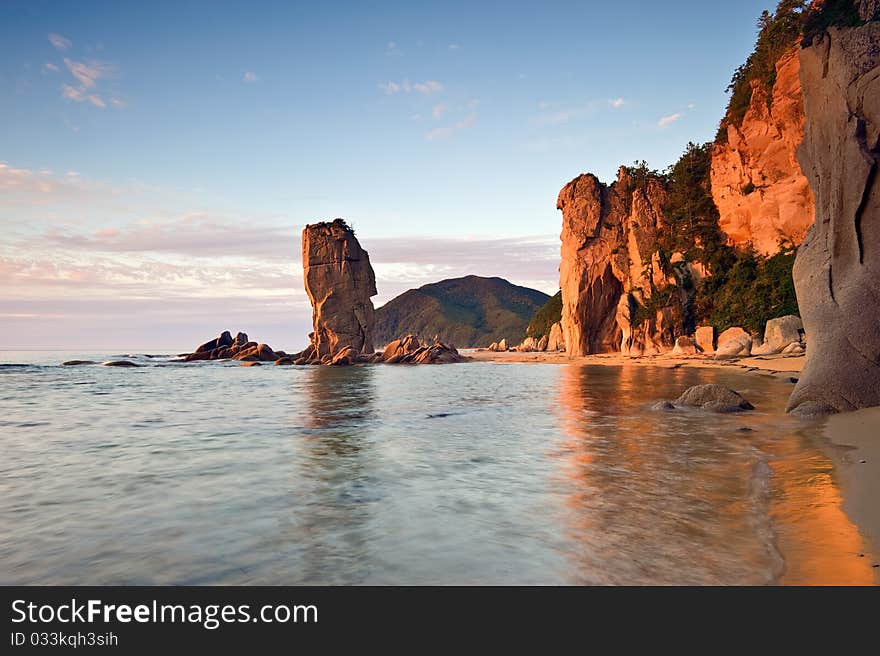 Coastal cliffs in the soft morning light.