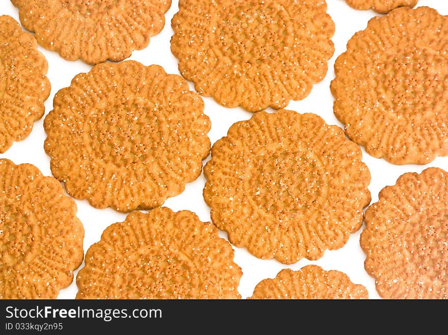 The image of round cookies isolated on white