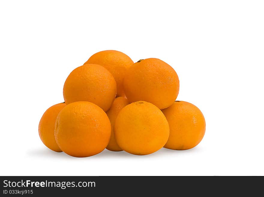 Ripe orange on a white background