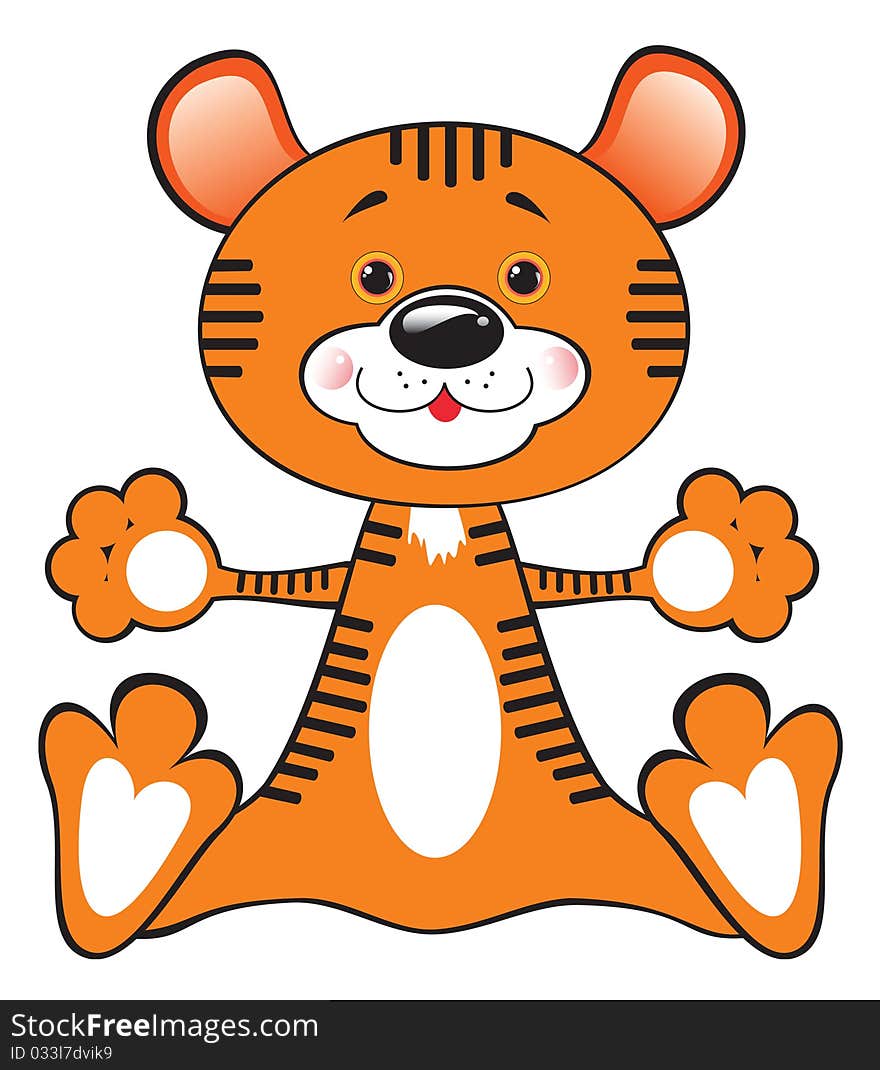 Toy tiger: vector, isolated, on a white background