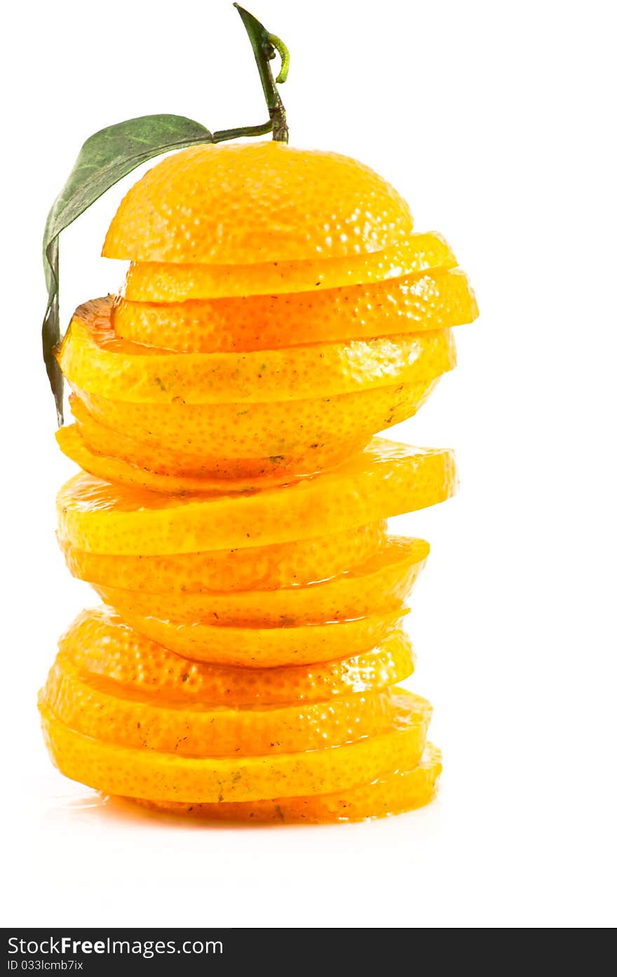 Oranges sliced on white background. Oranges sliced on white background