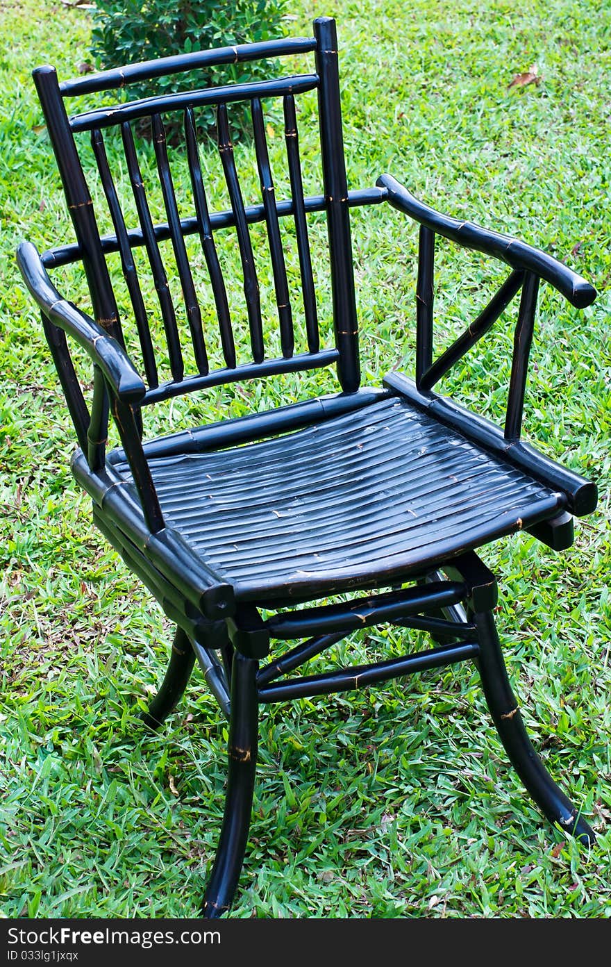 Bamboo chair on the lawn