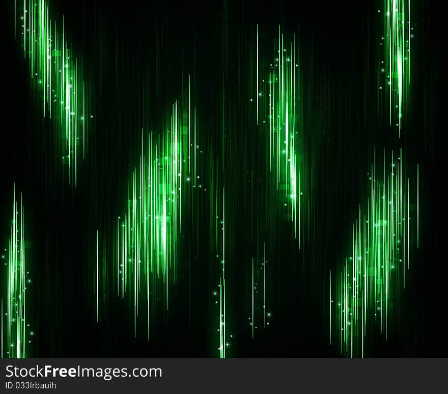 Festive green background, with bright splashes of stars and highlights