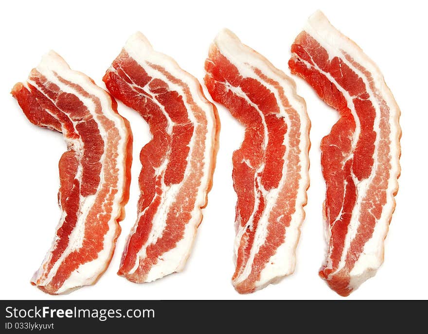 Chunks of raw meat on a white background