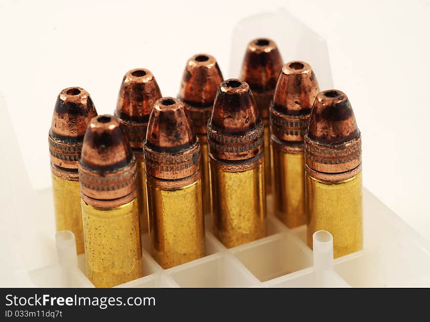 Stock pictures of bullets for use in a rifle or gun