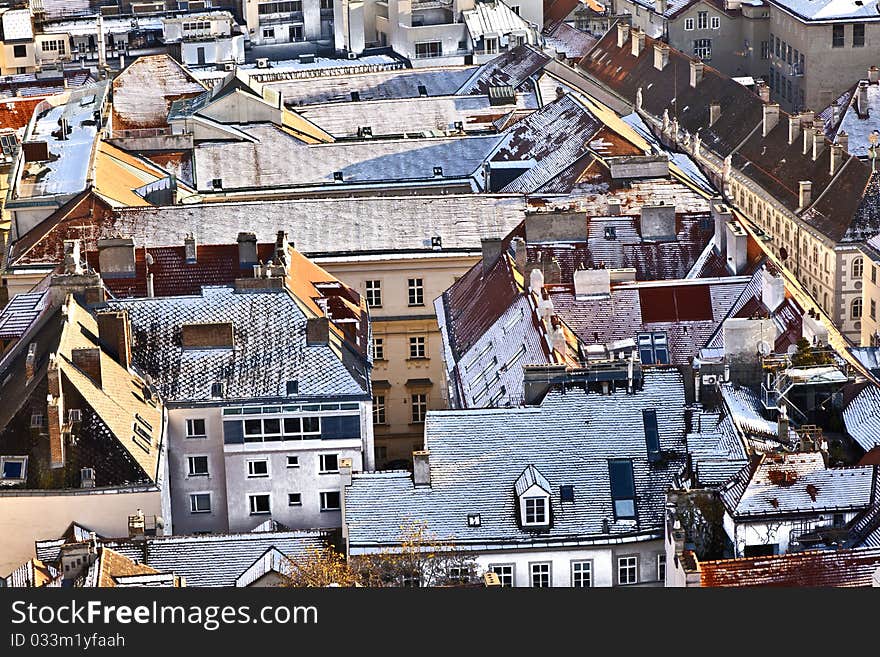 View over Vienna in snow