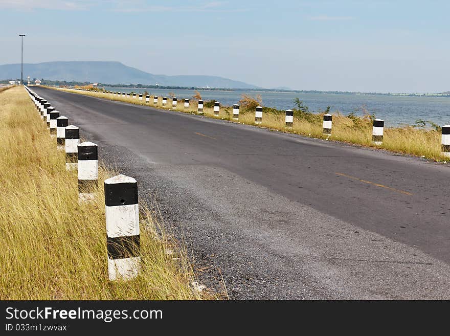 The road to the island. The road to the island