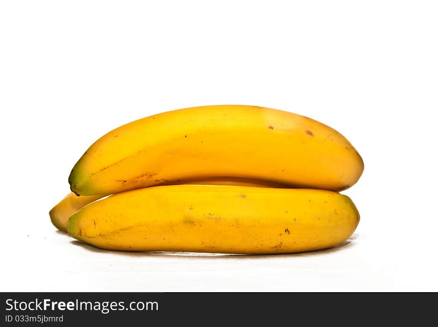 Close up view of banana isolated on white