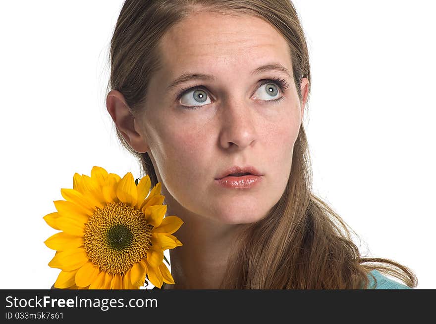 Portrait of a Beautiful Girl with Flower