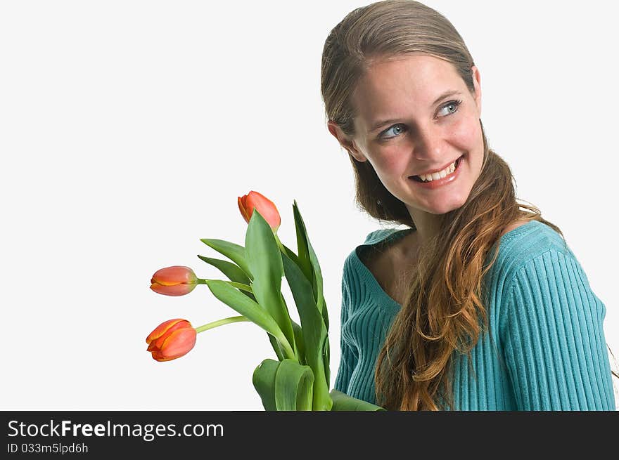 Portrait of a Beautiful Girl with Flowers