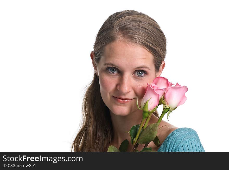 Portrait of a Beautiful Girl with Flowers