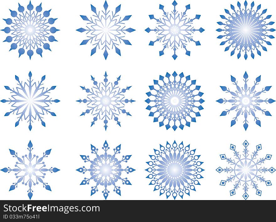 Beautiful  blue snowflakes