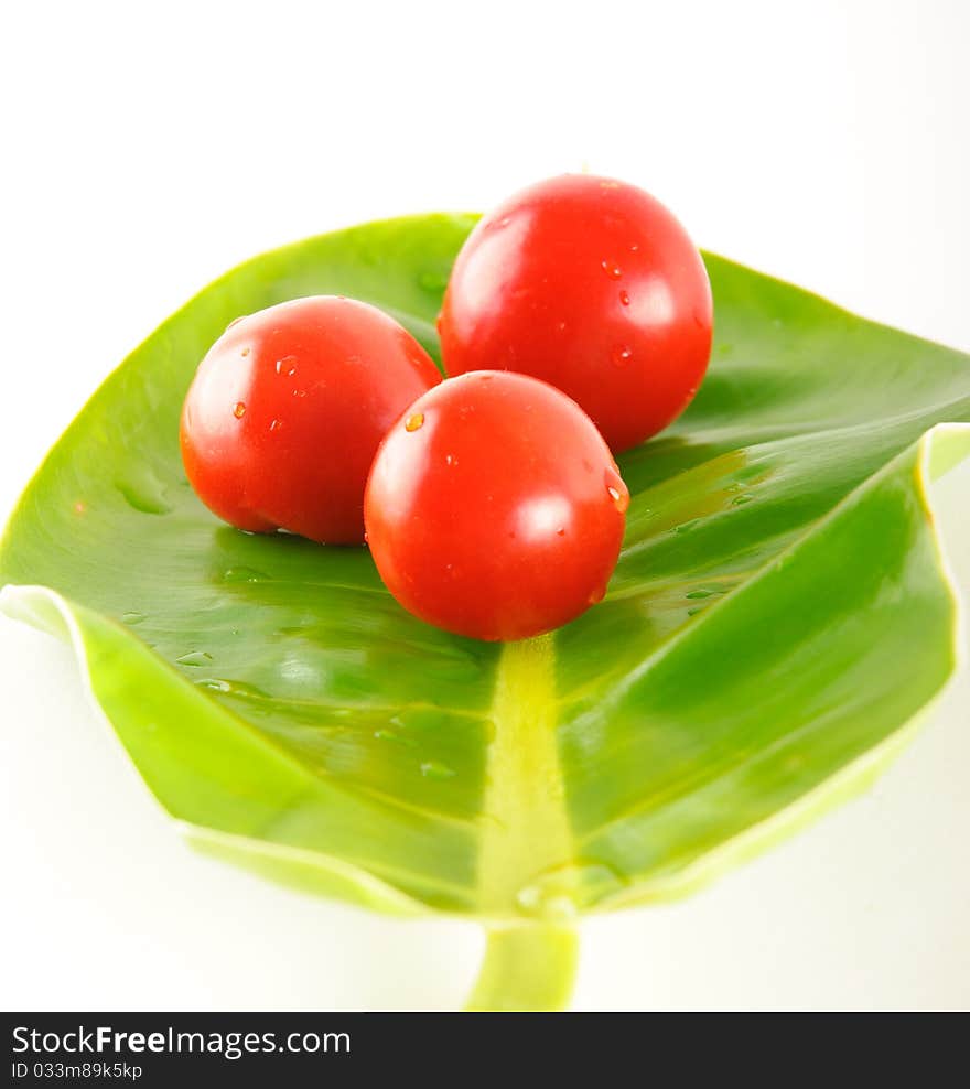 Tomatoes on a leaf