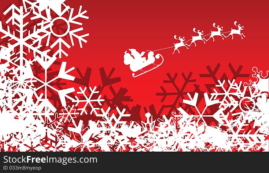 Illustration of santa claus in snowy weather