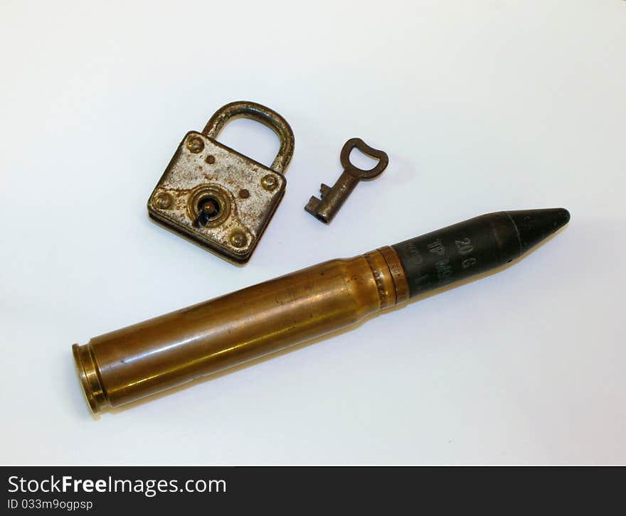 Antique lock with bullet