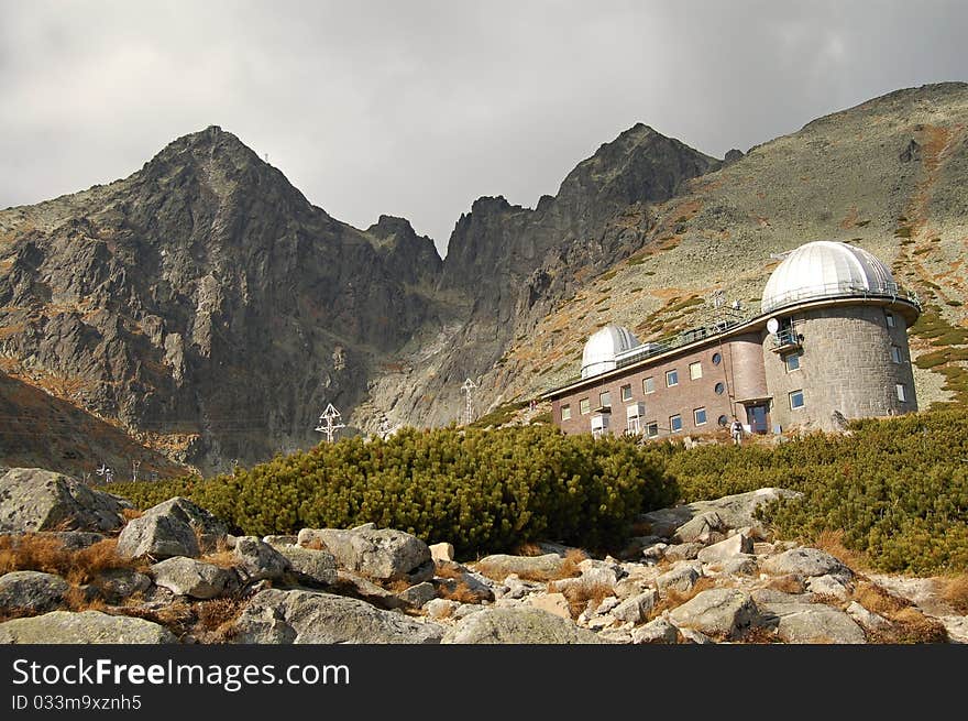 Modern observatory in high mountains