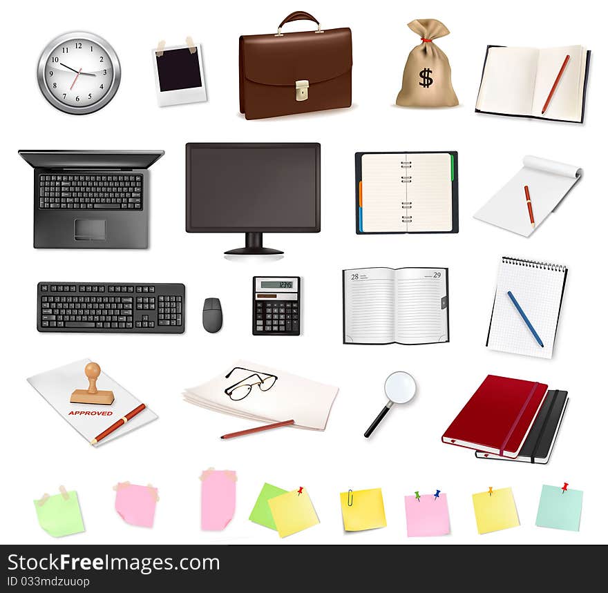 Business and office supplies. Vector.