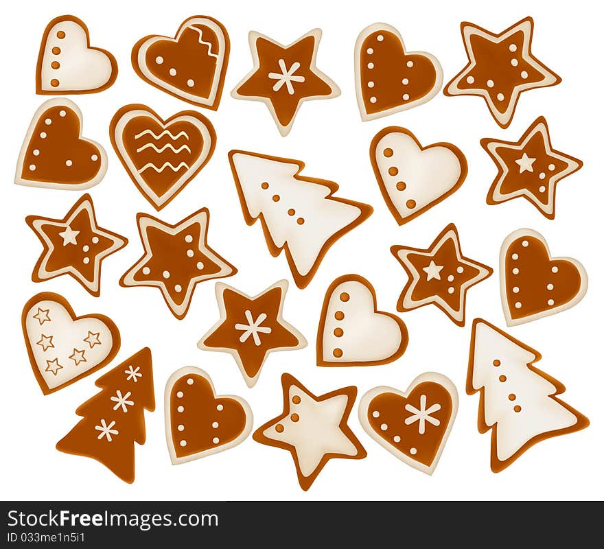 Collection of gingerbread cookies. Vector.