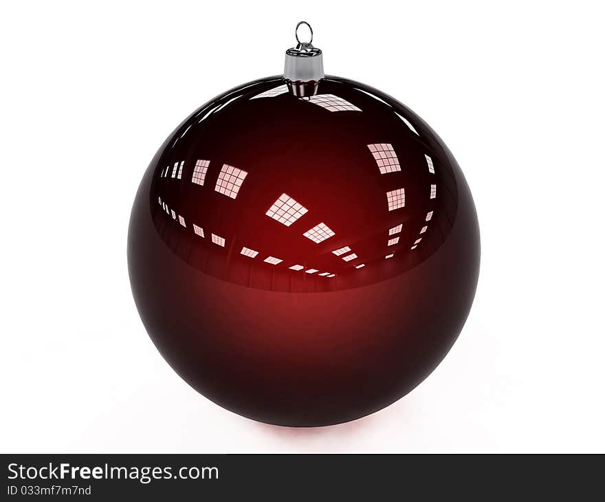 Red Christmas toy in a ball on a white background