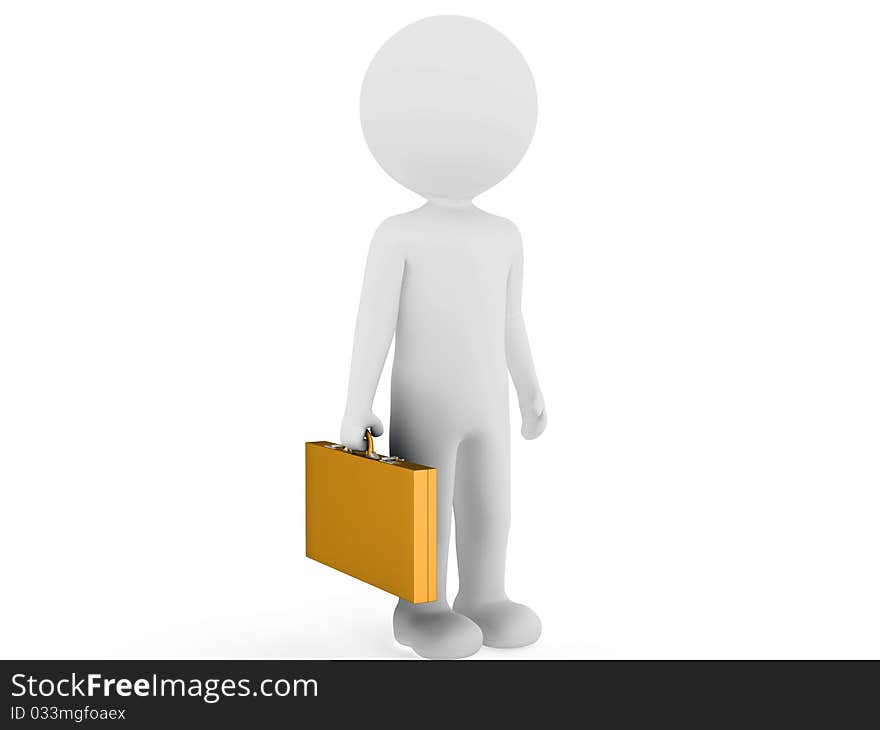 A white man with a round head with a yellow suitcase on white background №1