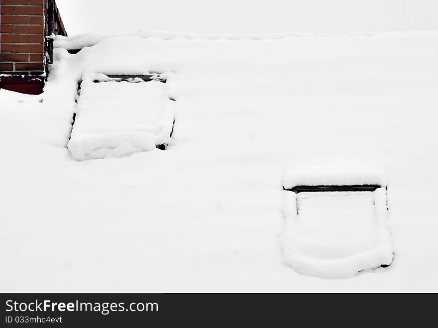 Roof covered by deep snow