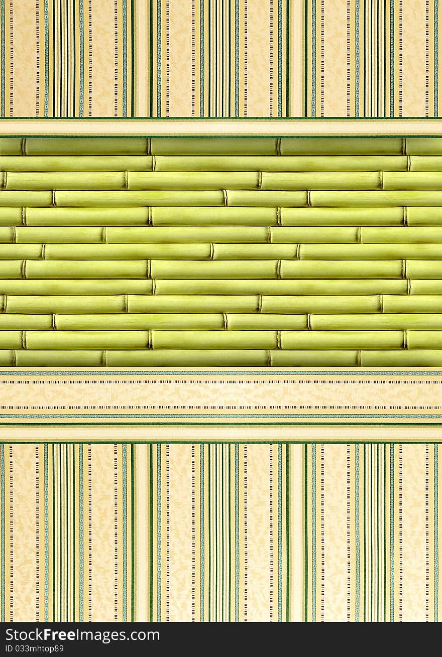 Background with bamboo elements in green tones. Background with bamboo elements in green tones