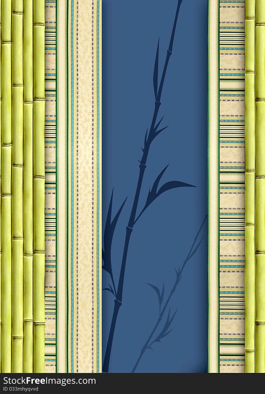 Background with bamboo elements in yellow tones. Background with bamboo elements in yellow tones