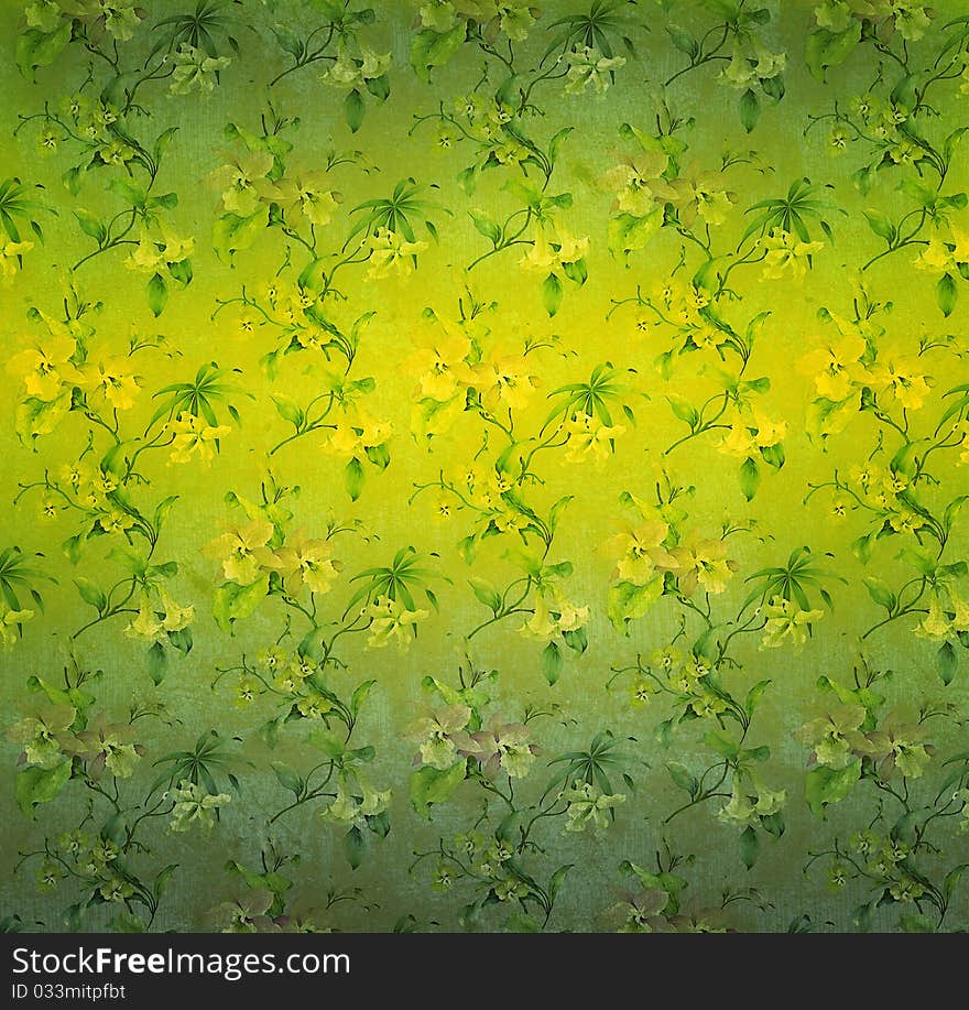 Decorative floral background in green tones