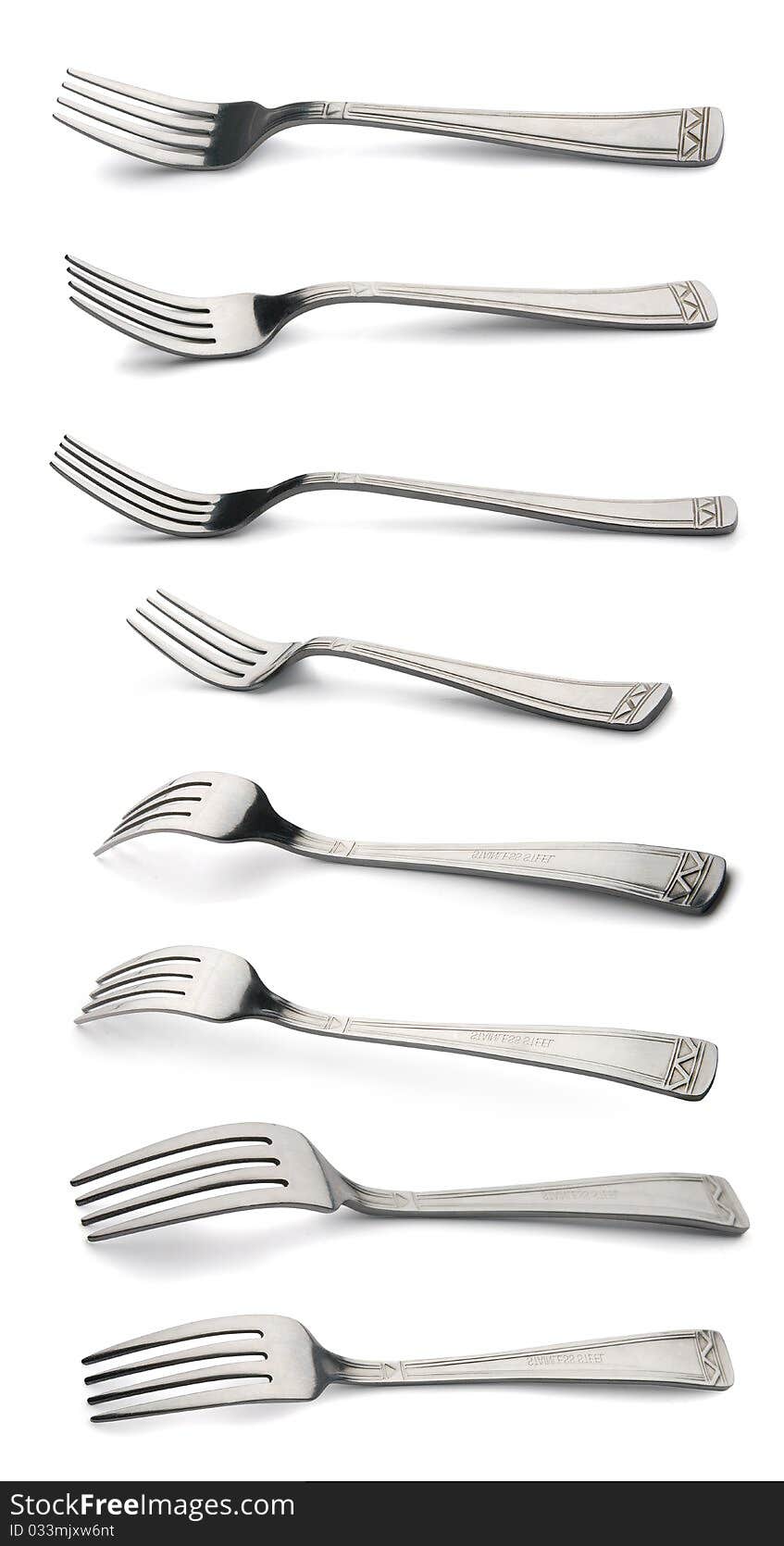 Some isolated metal forks on the white background