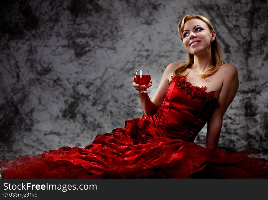 The girl with a wine glass