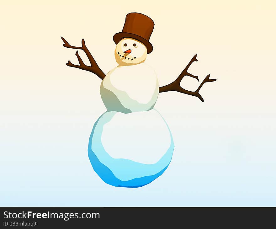 Cartoon snowman in blue and yellow tones