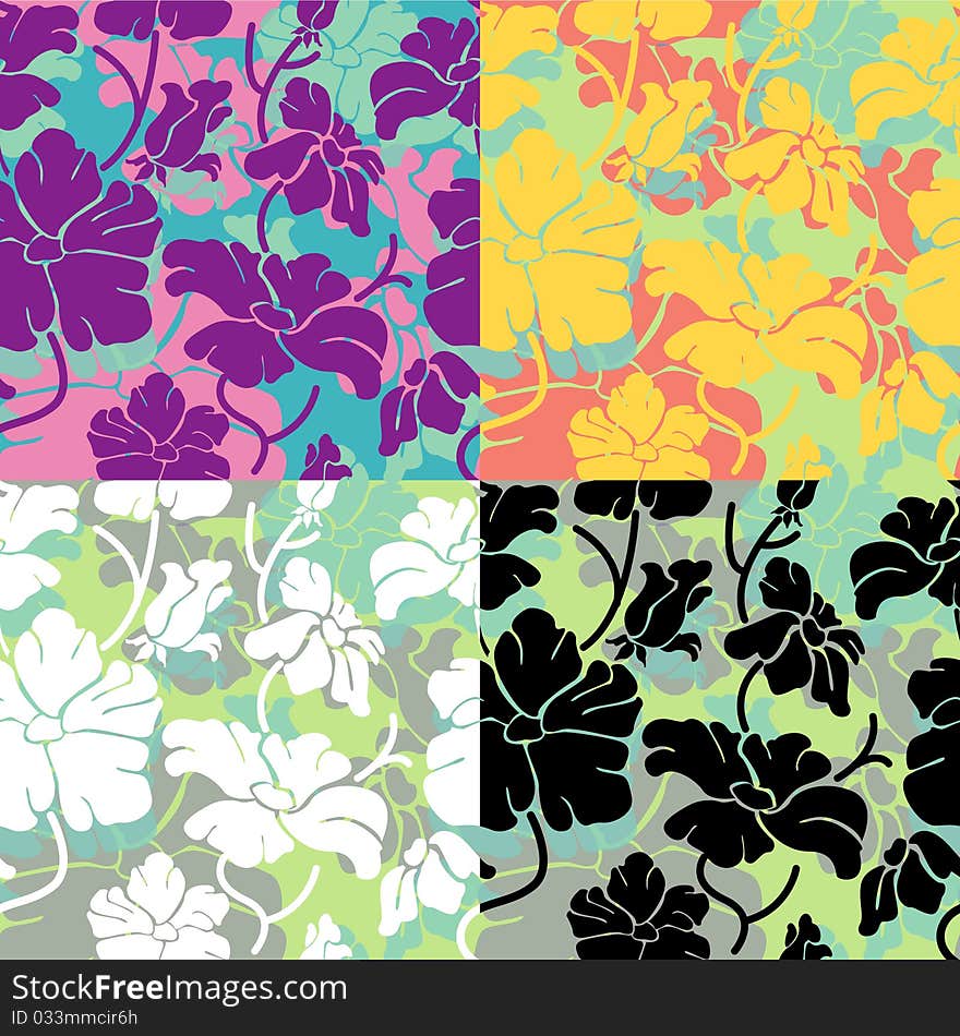 Beauty flower seamless  (4 color variants)