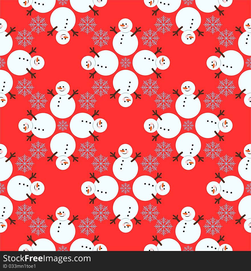 Christmas seamless pattern of funny snowman