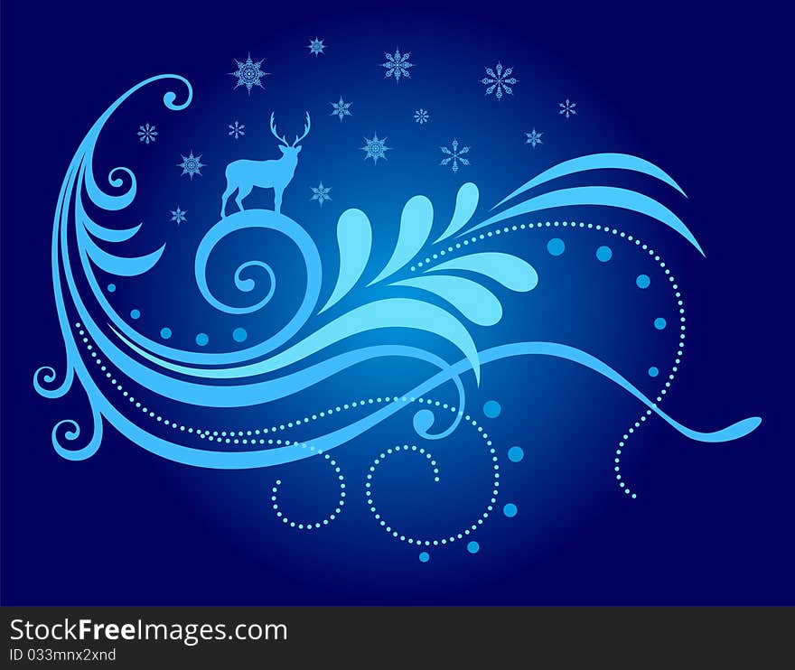 X'mas decor with reindeer. Vector illustration