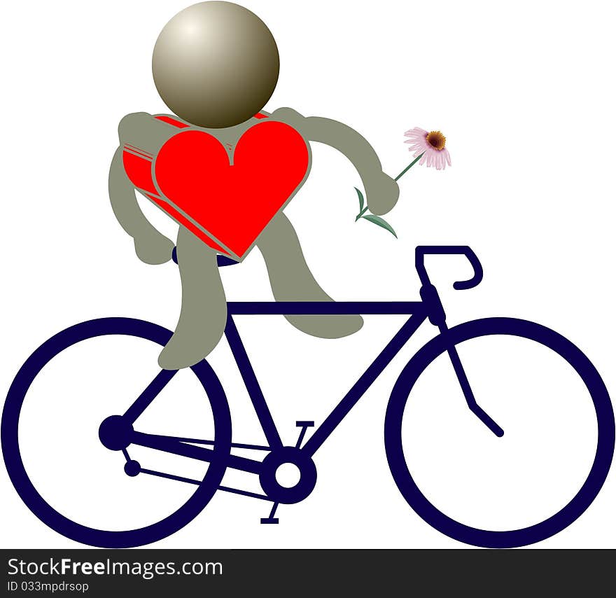 Flower and bike of abstract heart. Flower and bike of abstract heart