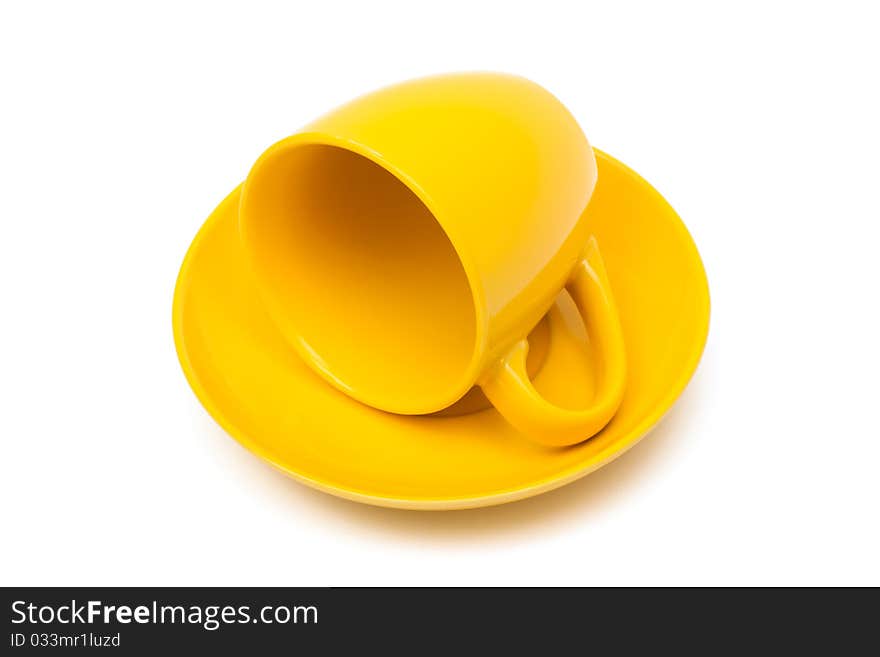 Coffee cup and saucer on a white background