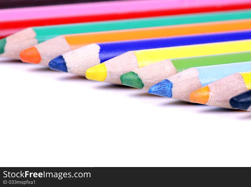 Crayons on a white background. Crayons on a white background