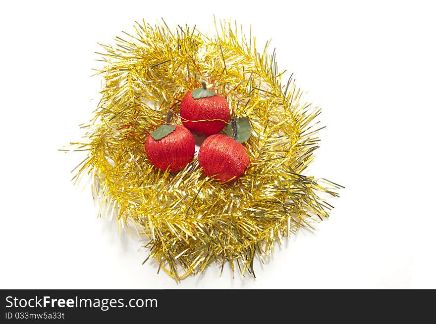 Christmas ornament with apples on white background