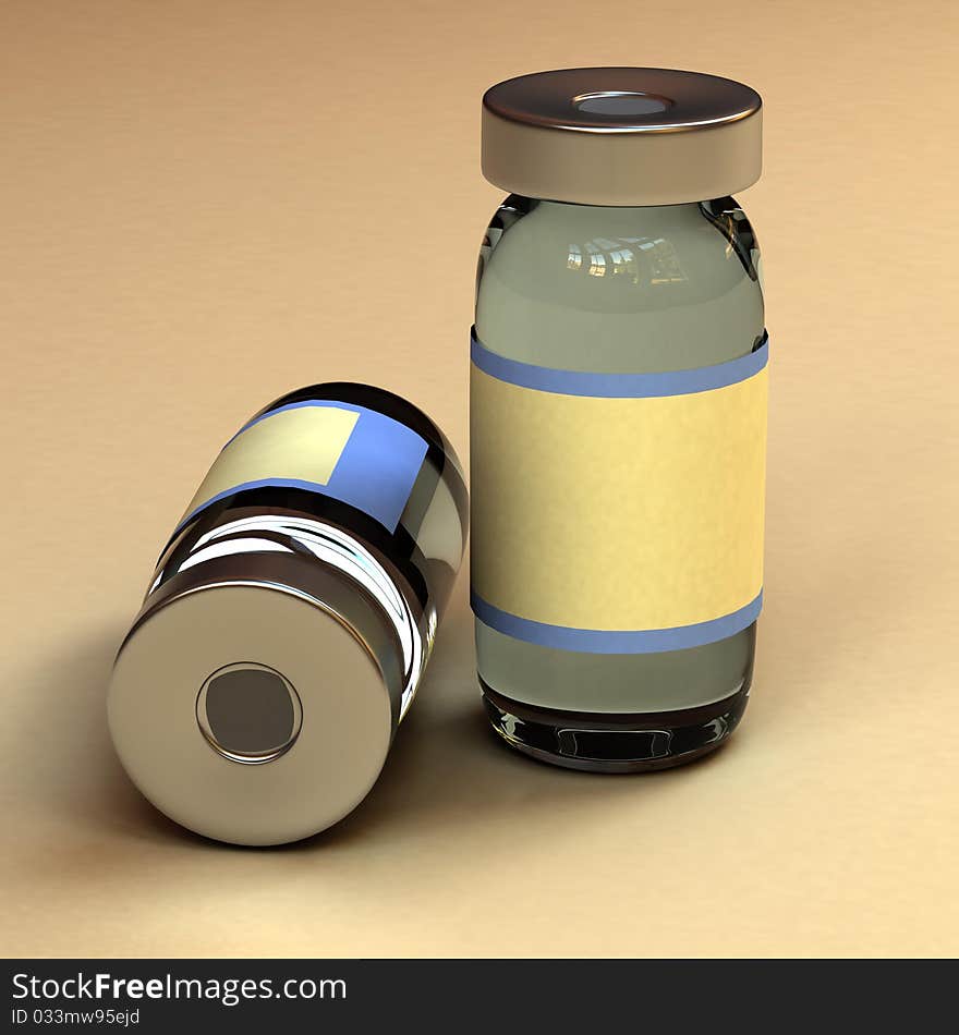 Medicine bottle container 3d rendered