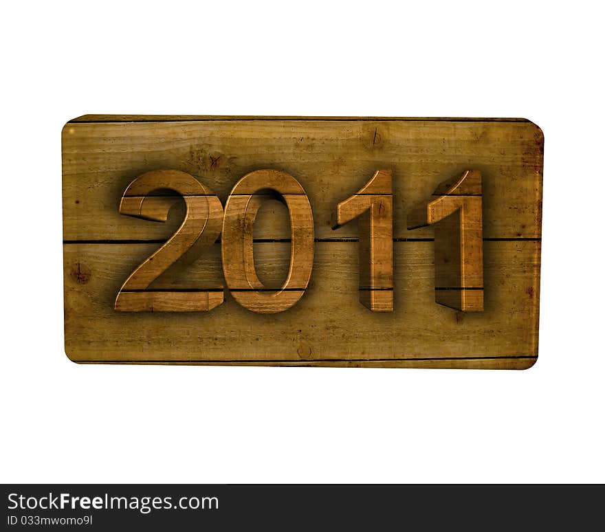 2011 wood new year on a signboard