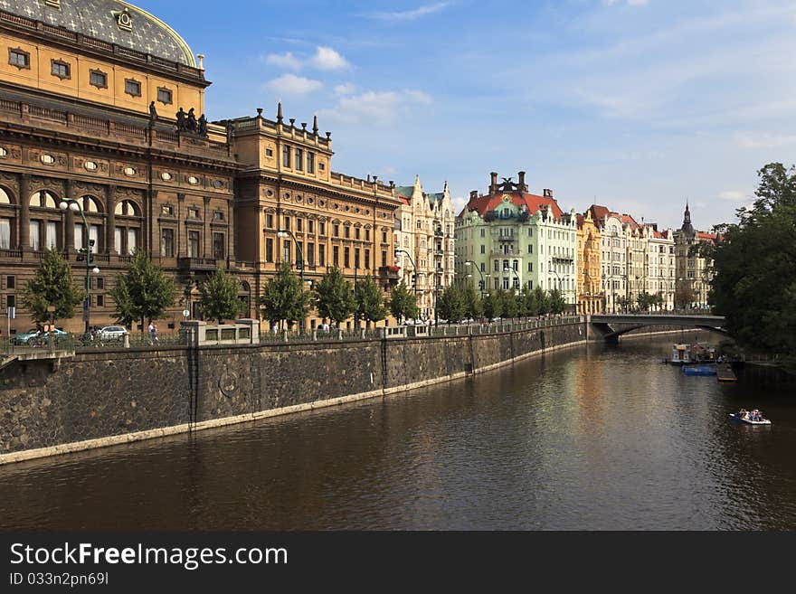 Vltava river embankment, Prague, Czech Republic