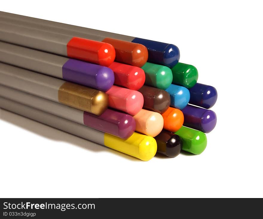 Set of colored pencils, isolated on white