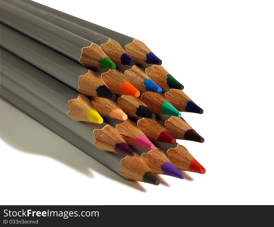 Set of colored pencils, isolated on white