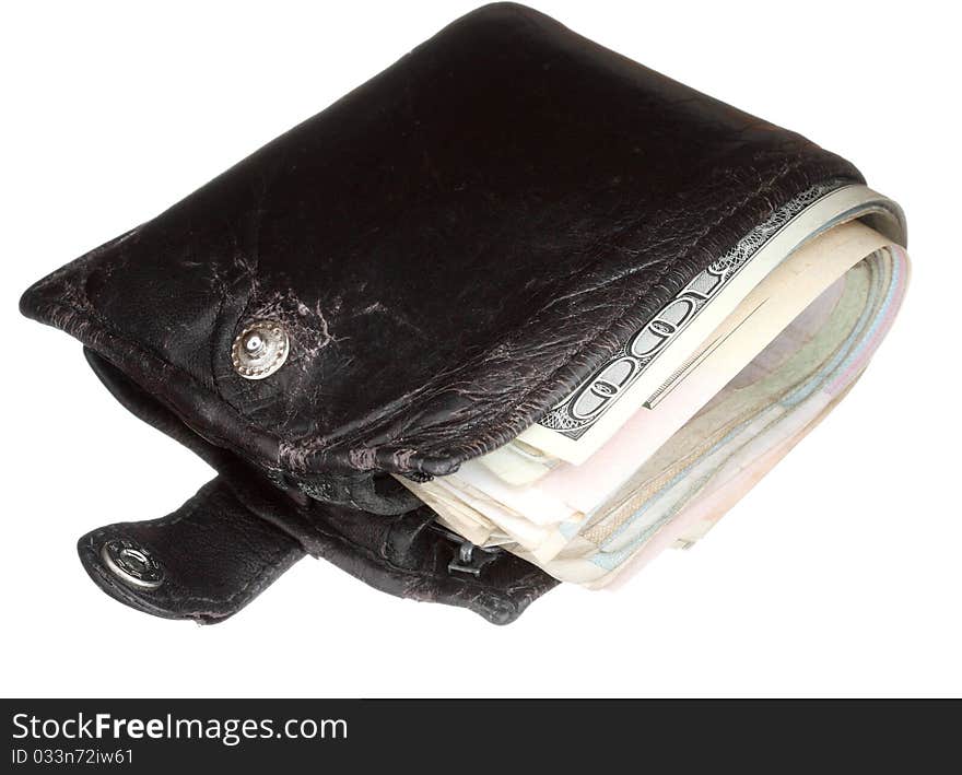 Old but thick wallet with money