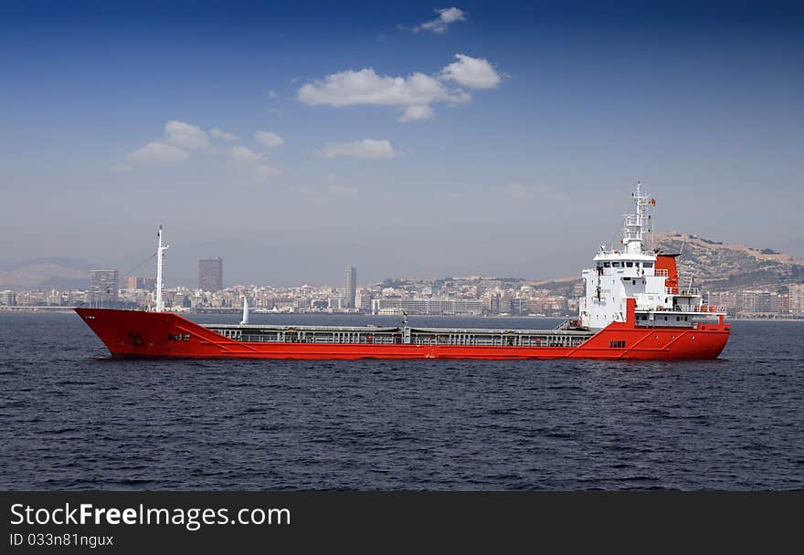 Merchant ship anchored in Alicante Bay. Merchant ship anchored in Alicante Bay