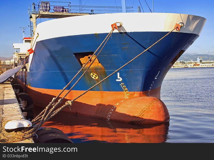 Cargo Ship tied on the dock