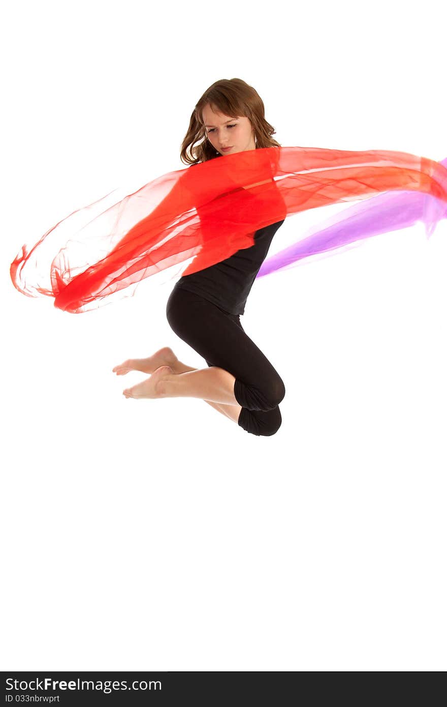 Young beautiful woman jumping