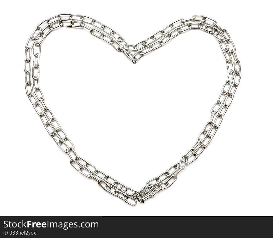 Chrome Chain Forming Heart Isolated