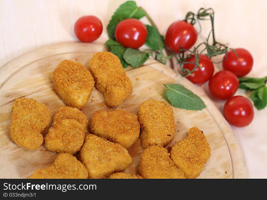 Studio Shooting Of A Fried Chicken Pieces (nuggets