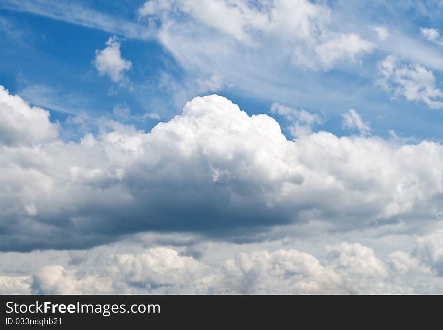 The beautiful, cloudy, blue sky. The beautiful, cloudy, blue sky.